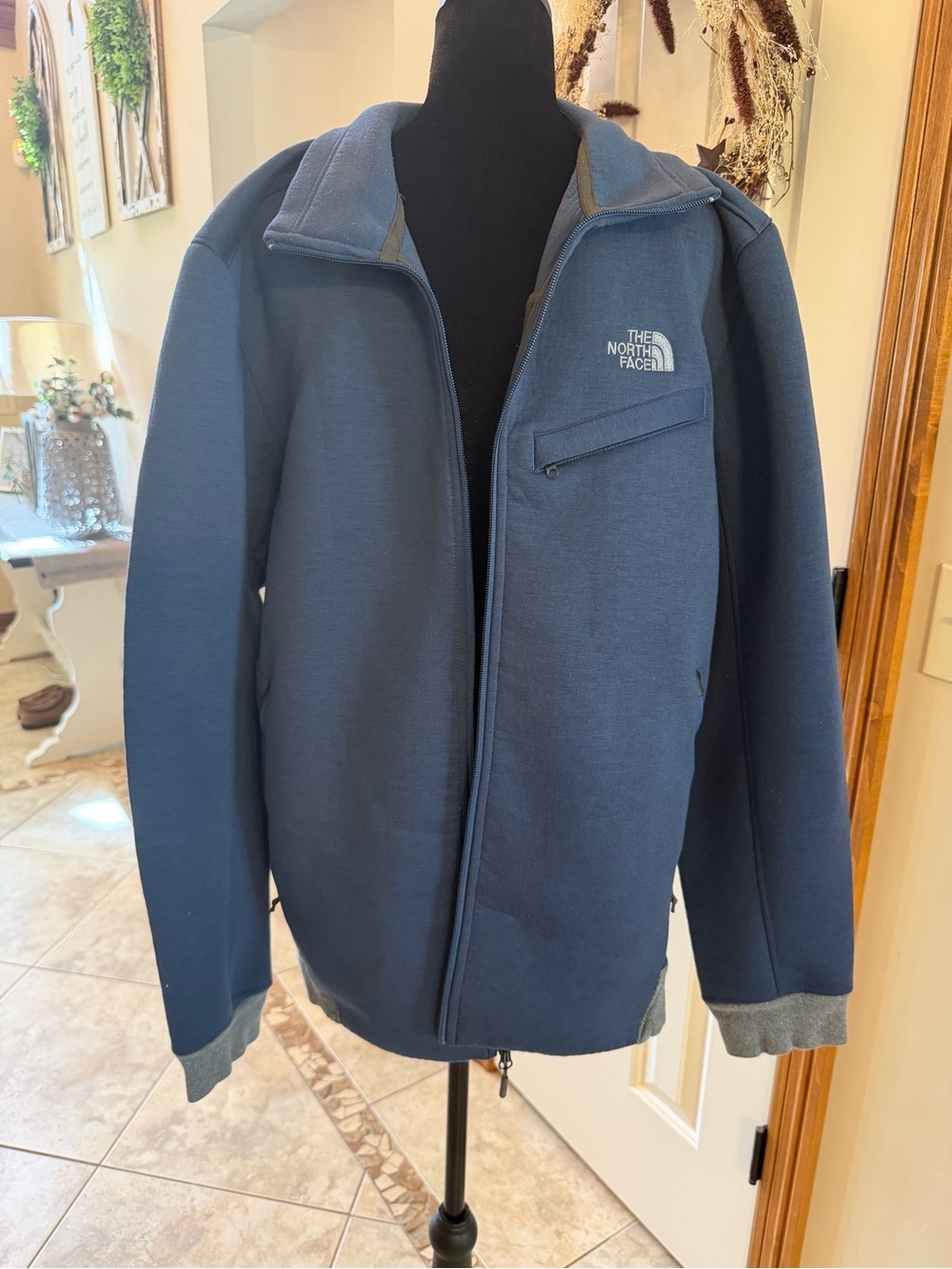 The North Face Full Zip Jacket Men’s XL Navy Blue Tech Fleece Outdoor